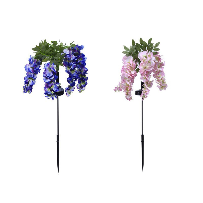 LED solar wisteria flower lamp four head simulation flower and grass lawn lamp outdoor courtyard floor plug-in decorative garden landscape lamp