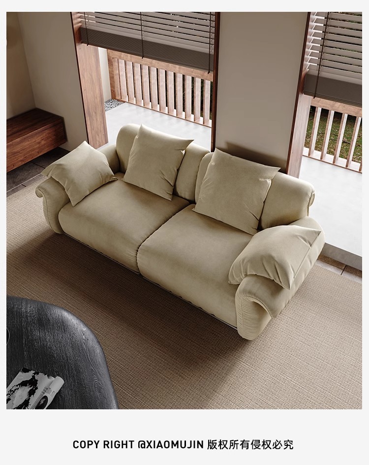 Light French Retro Octopus Sofa Small House Living Room Household Middle Ancient Style Internet Celebrity Homestay Straight Row Fabric Sofa