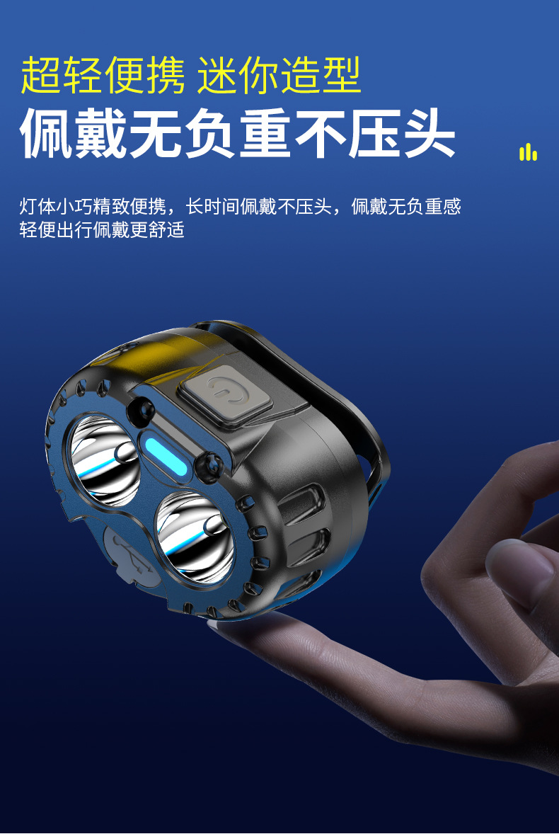 Induction headlights with long battery life, strong light charging, ultra bright LED outdoor fishing lamp head, wearable mining lamp flashlight wholesale