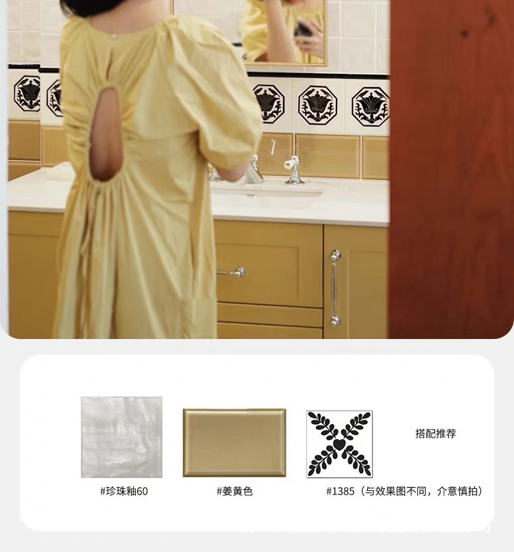 Nordic minimalist handmade ceramic tiles, pearl glazed ceramic tiles, shell gloss milky white bathroom kitchen wall tiles, dining table background wall