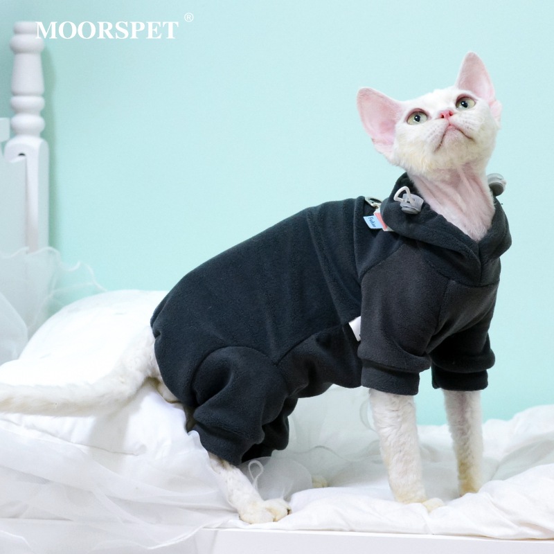MOORSPET Немецкая лысая одежда для кошек, толстая осенне-зимняя одежда для домашних животных с четырьмя лапами, британская короткая одежда для котят, осенне-зимняя утолщенная одежда