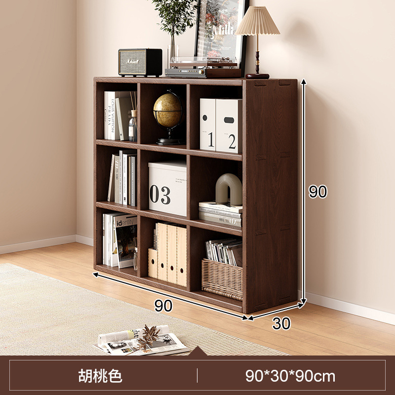 Solid wood bookshelf, floor to ceiling, household bedroom, bedside table, bookshelf, integrated sandwich, bedside storage cabinet, living room cabinet