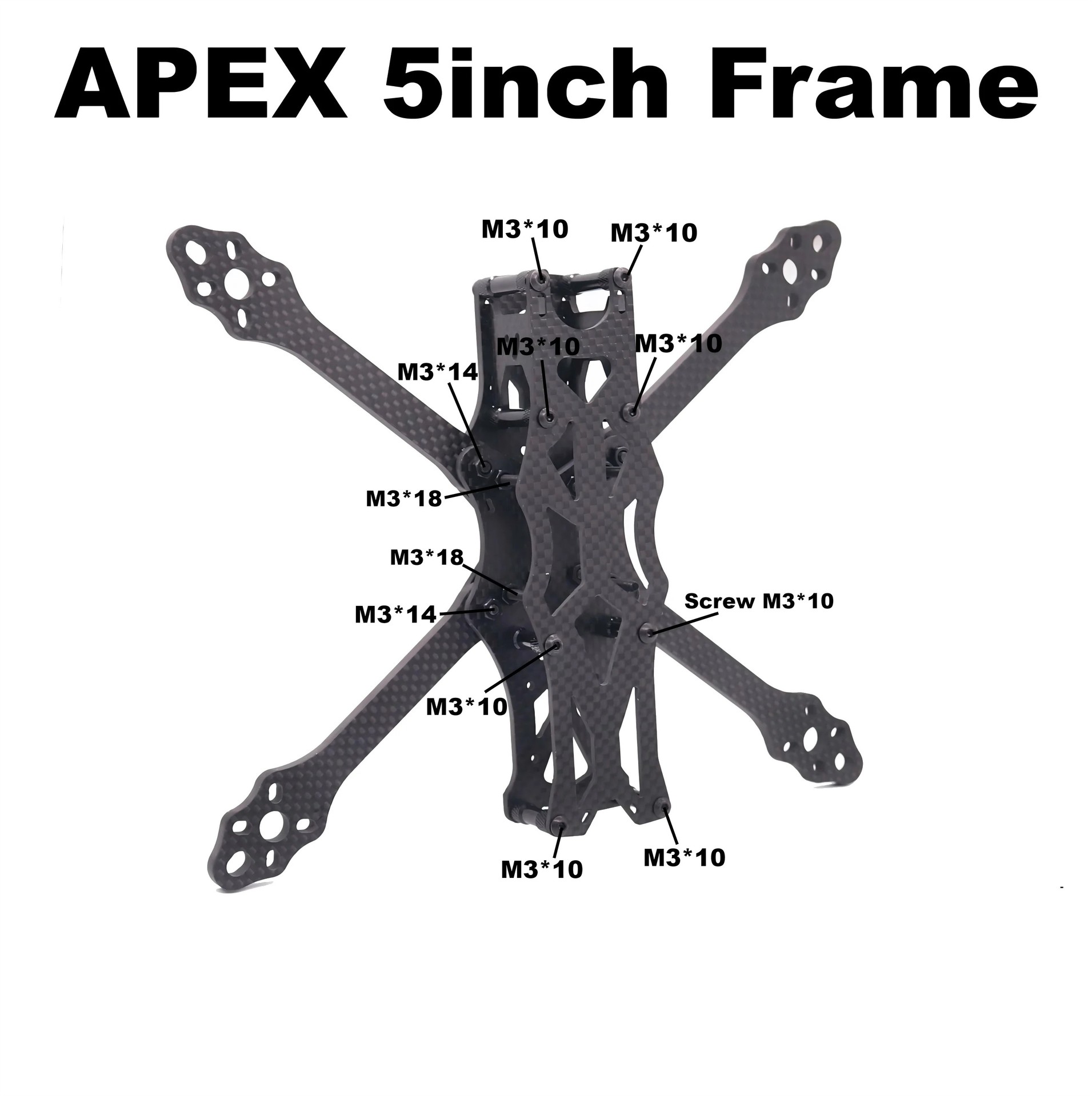 Bo Cube APEX 5-inch rack drone frame kit carbon fiber racing drone quadcopter