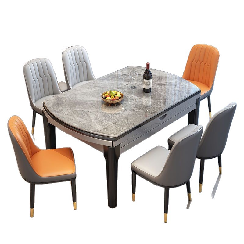 Dining table, home use, high-end rock board dining table, round table, solid wood dining table, chair, circular dining table, extendable folding dining table chair