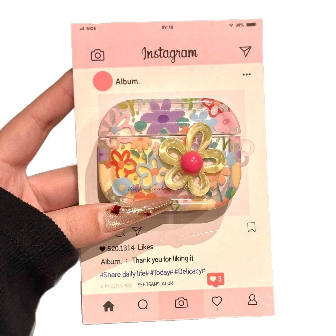 Summer Flower Apple Earphone Protective Cover Suitable for Airpodspro2 Shell Bluetooth New Airpods4 Third Generation