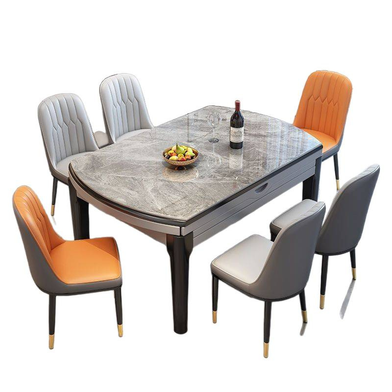 Dining table, home use, high-end rock board dining table, round table, solid wood dining table, chair, circular dining table, extendable folding dining table chair