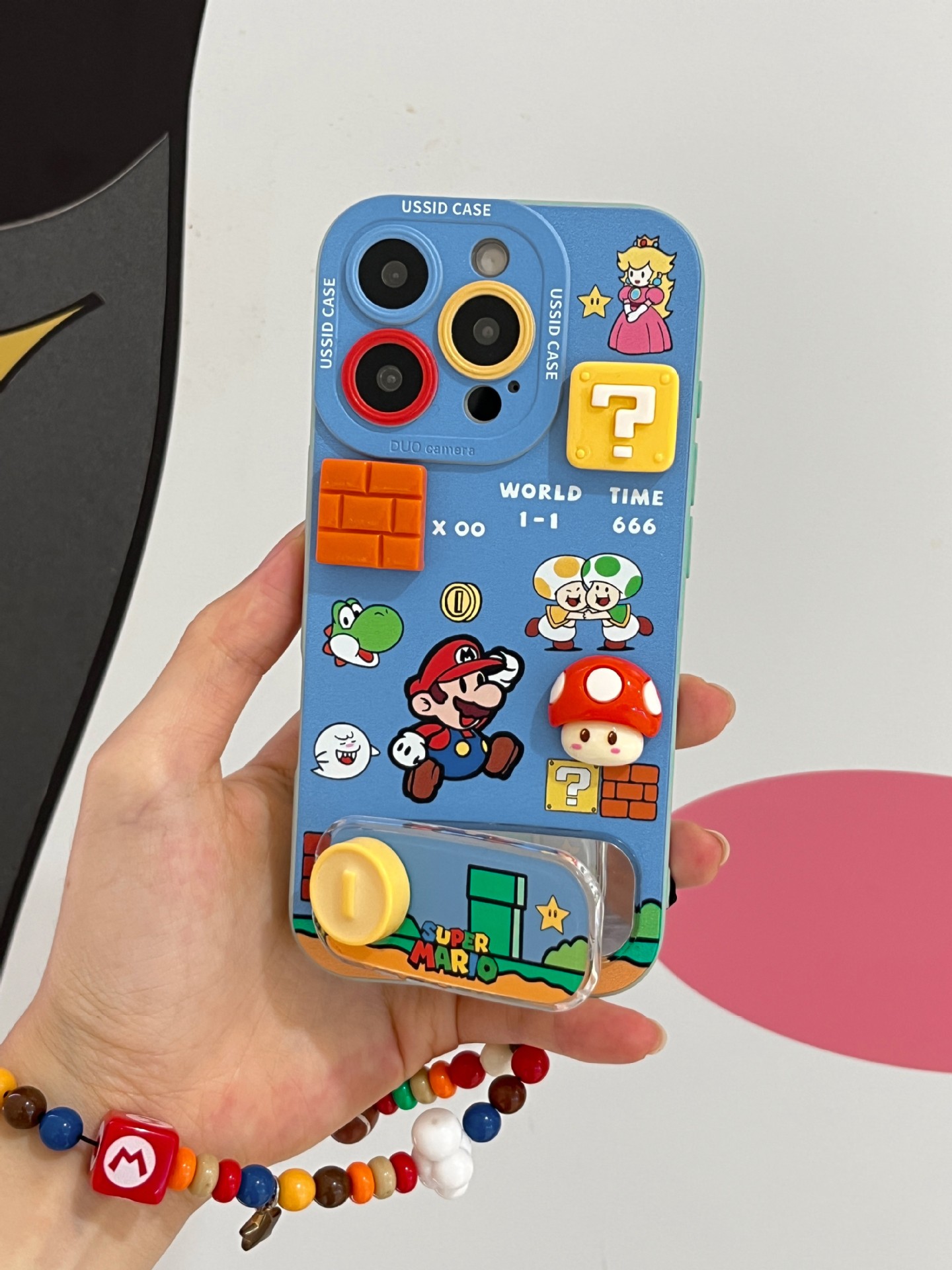 Blue Mario Apple 16 phone case, new iPhone 17 Promax mirror holder, 17air soft shell Pro