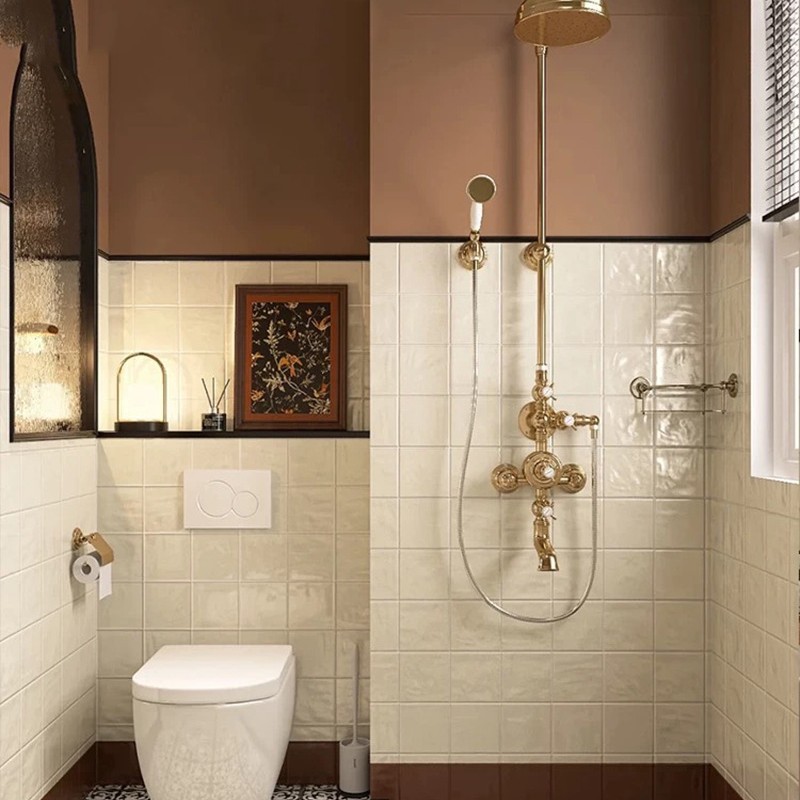 400X800 pearl shell concave convex grid all ceramic floor tiles, soft gloss French cream bathroom kitchen wall tiles
