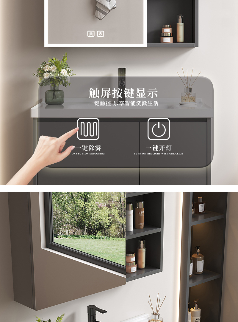 Honeycomb aluminum drawer bathroom cabinet ceramic integrated basin fully sealed mirror cabinet washbasin cabinet combination washbasin cabinet
