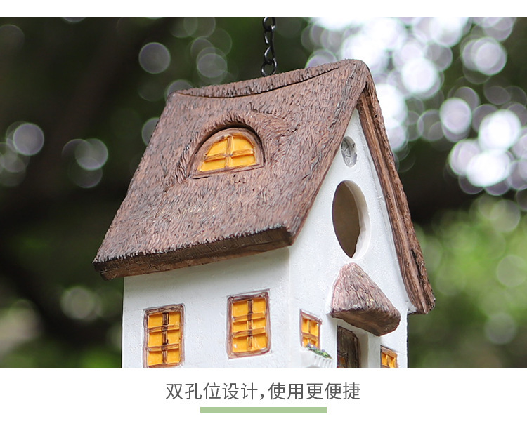 Resin bird nest, bird house, bird house, outdoor hanging courtyard garden decoration, bird feeder ornaments, resin handicrafts