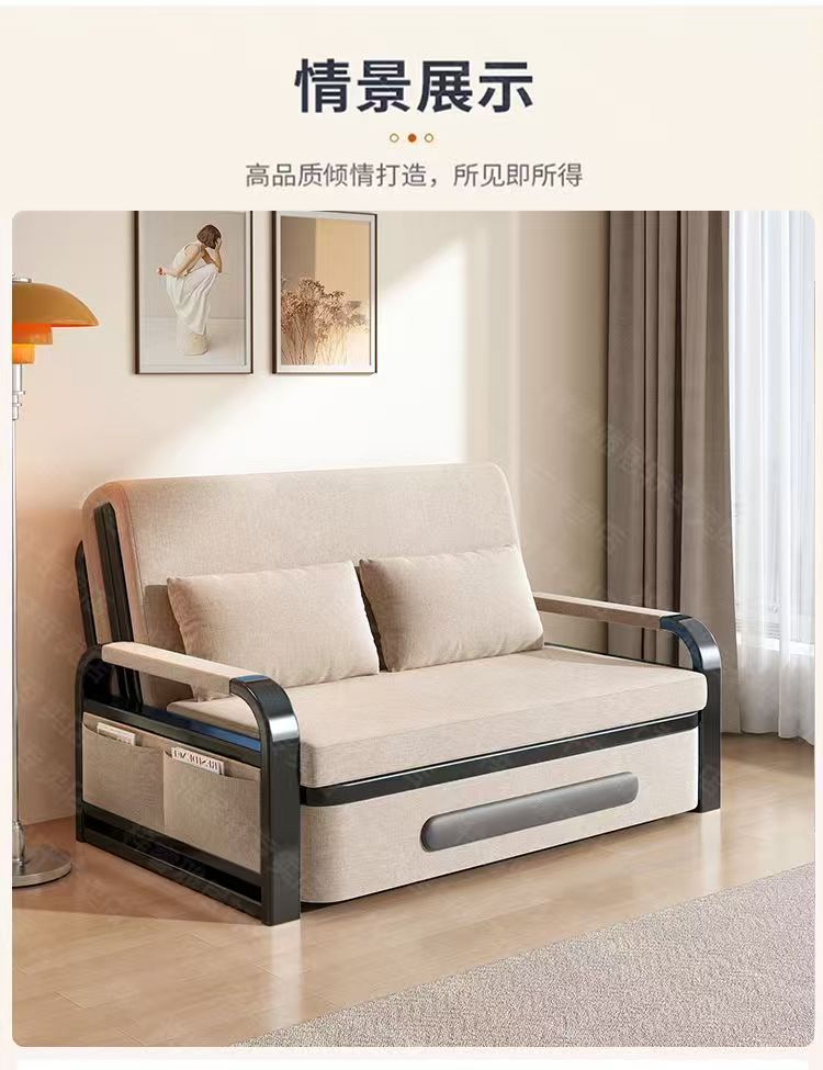 Internet celebrity popular item, detachable and washable imitation cotton linen sofa bed, living room balcony dual-use leisure sofa bed, multifunctional folding sofa bed