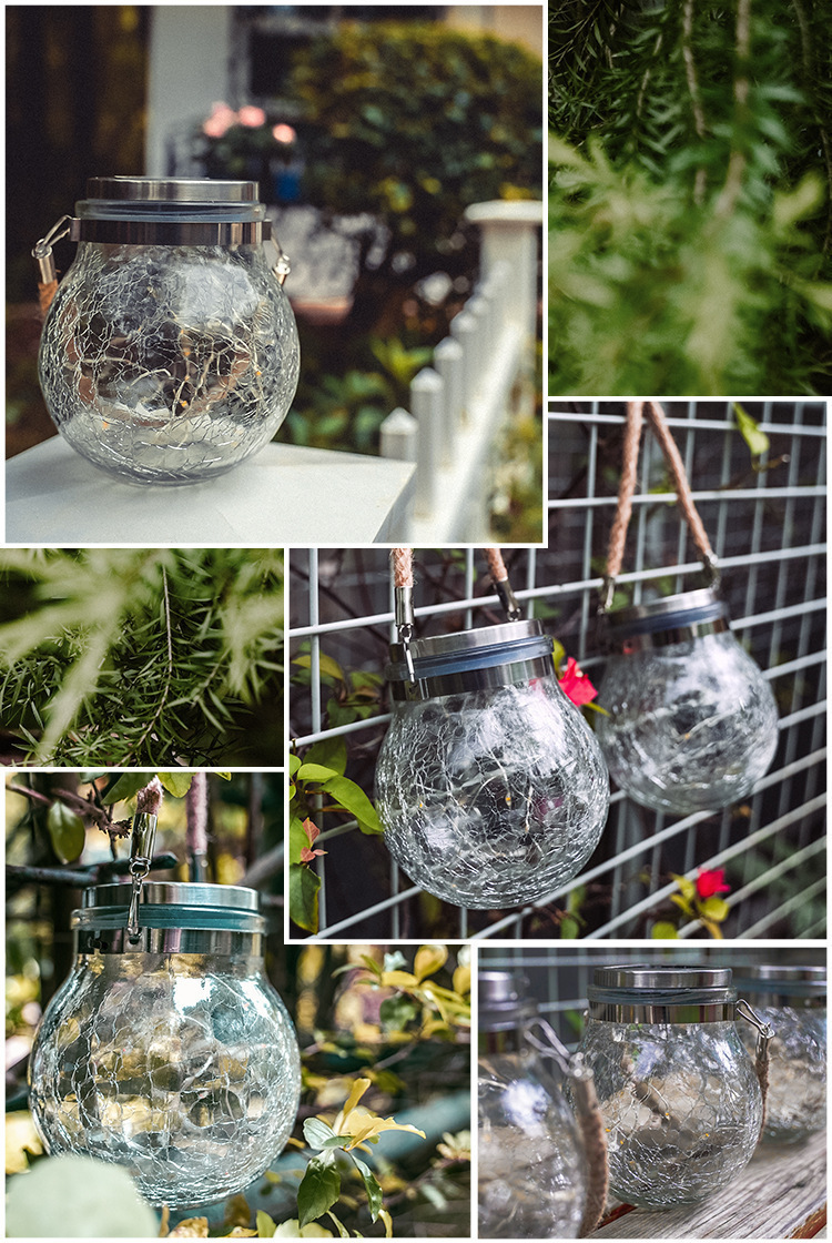 Solar powered cracked lights, outdoor courtyard gardens, internet famous small courtyard landscaping, balcony atmosphere decoration, hanging tree lights