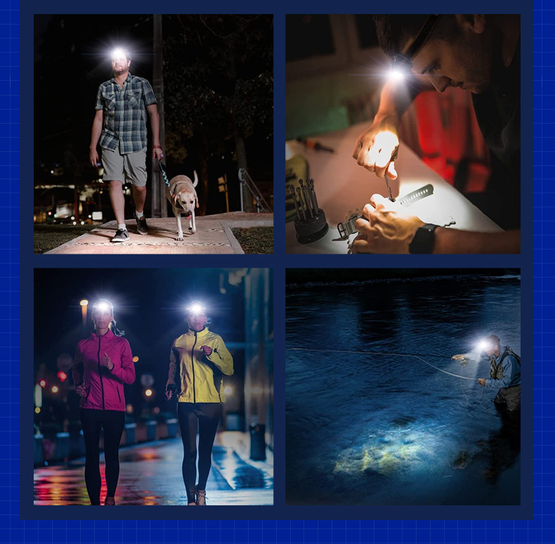 Induction headlights with long battery life, strong light charging, ultra bright LED outdoor fishing lamp head, wearable mining lamp flashlight wholesale