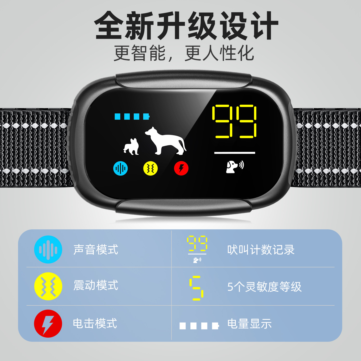 Новый цвет экрана Smartpet Bark Зарядка модель Регулируемая интеллектуальная автоматическая собачья лай для домашних животных воротнич