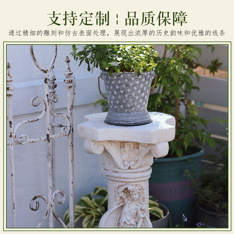 Factory direct sales of European style antique white angel Roman column basin cushion base, miscellaneous garden decoration ornaments, handicrafts