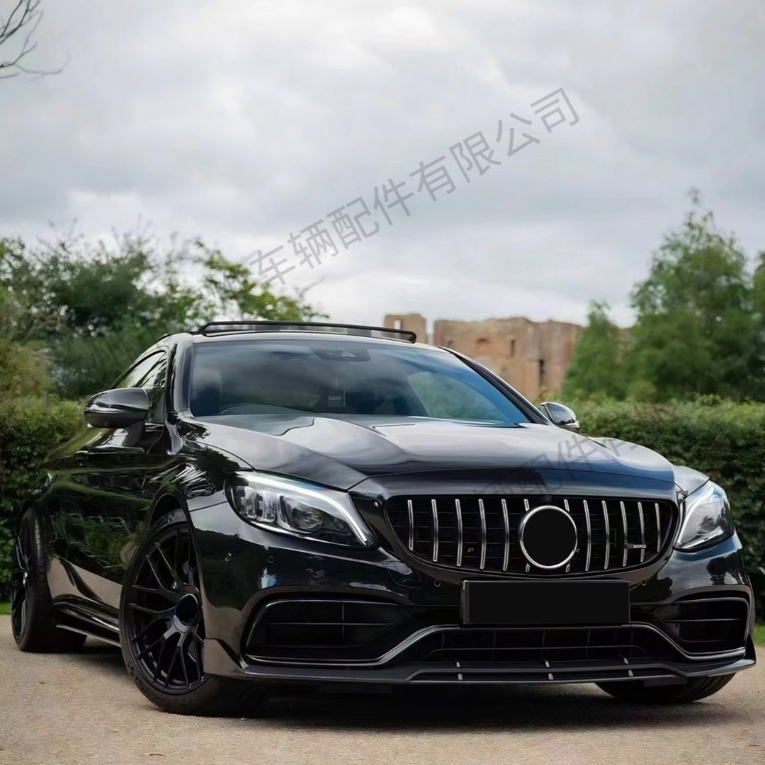 Подходит для Mercedes-Benz C-Class W205 14-18, модифицированная решетка переднего бампера GT, вертикальные полосы, звездное небо, сменная решетка модели AMG
