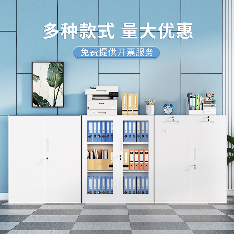 Office metal file cabinet with lock, low cabinet, floor standing file storage cabinet, double-sided data cabinet, steel storage cabinet