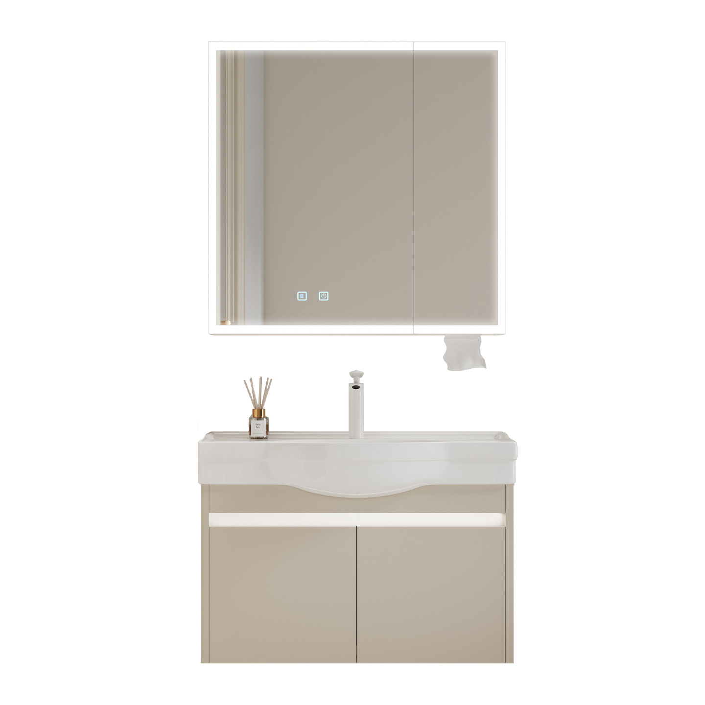 Moisture proof solid wood bathroom cabinet, small unit size 24CM wide ultra narrow bathroom cabinet, ceramic integrated large belly basin, hand washing and washbasin