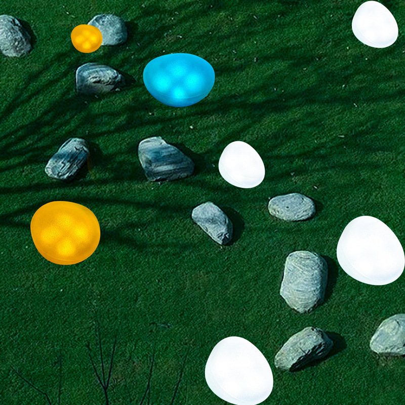 Outdoor solar pebble courtyard lamp, colorful waterproof and rainproof simulation stone lamp, garden warm light decorative lamp