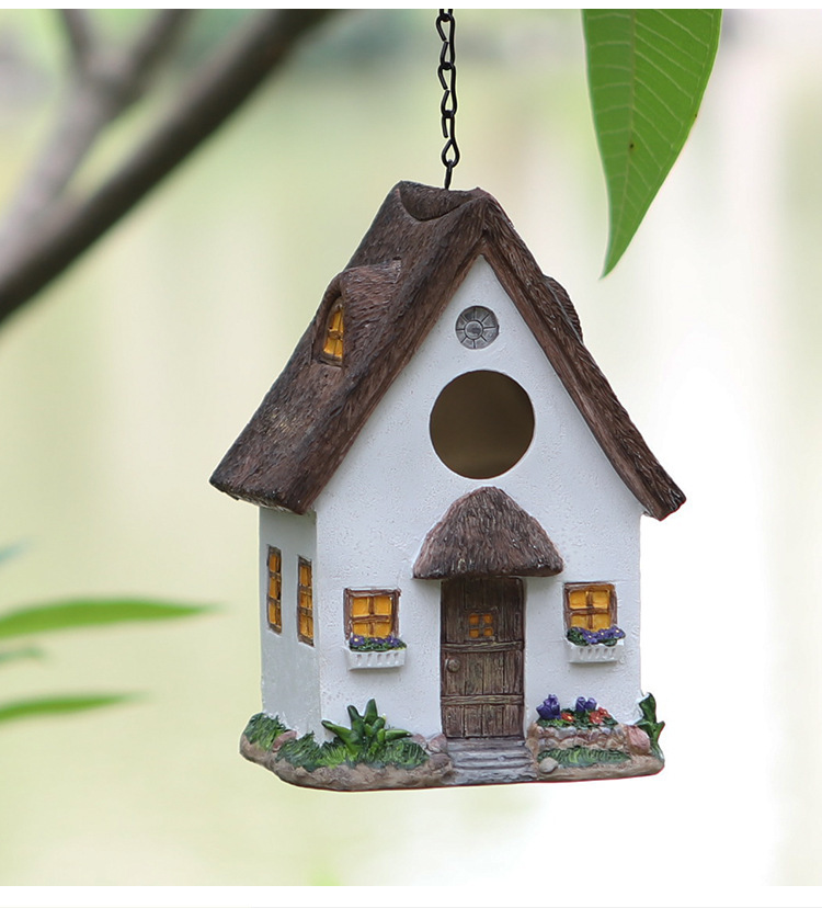 Resin bird nest, bird house, bird house, outdoor hanging courtyard garden decoration, bird feeder ornaments, resin handicrafts