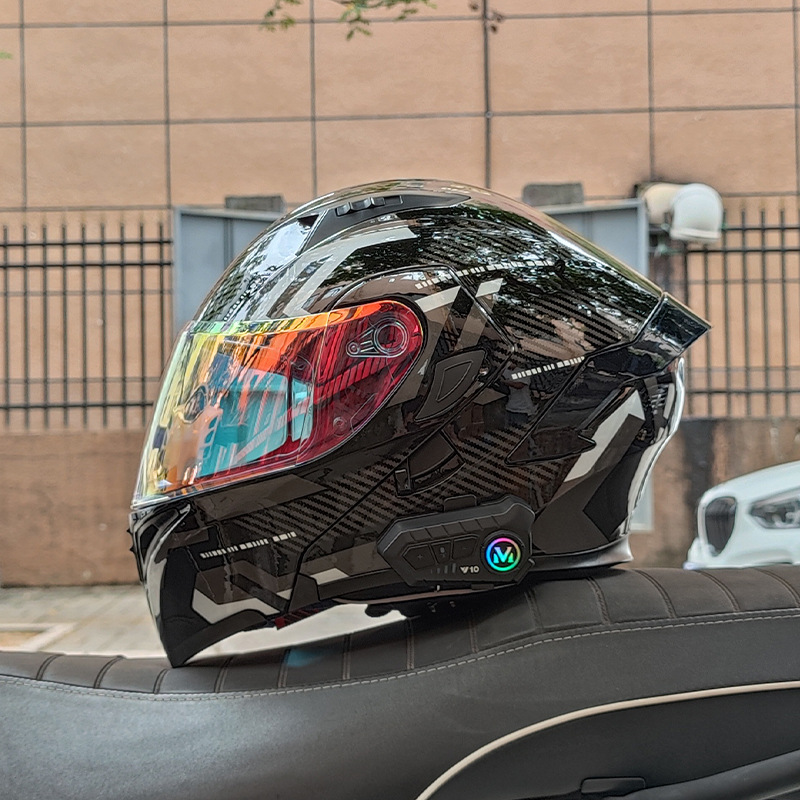Orz Motorcycle Helmet для отправки Bluetooth мужские и женские открытые шлемы фэнтези -цветовое зеркало Зимнее двойное двойное, полное, четверо, Новый Национальный Стандарт 3C