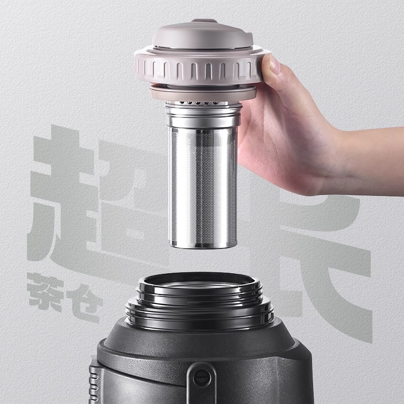 Extra large capacity 316 stainless steel insulated kettle, outdoor portable sports tea cup, extra large car travel kettle