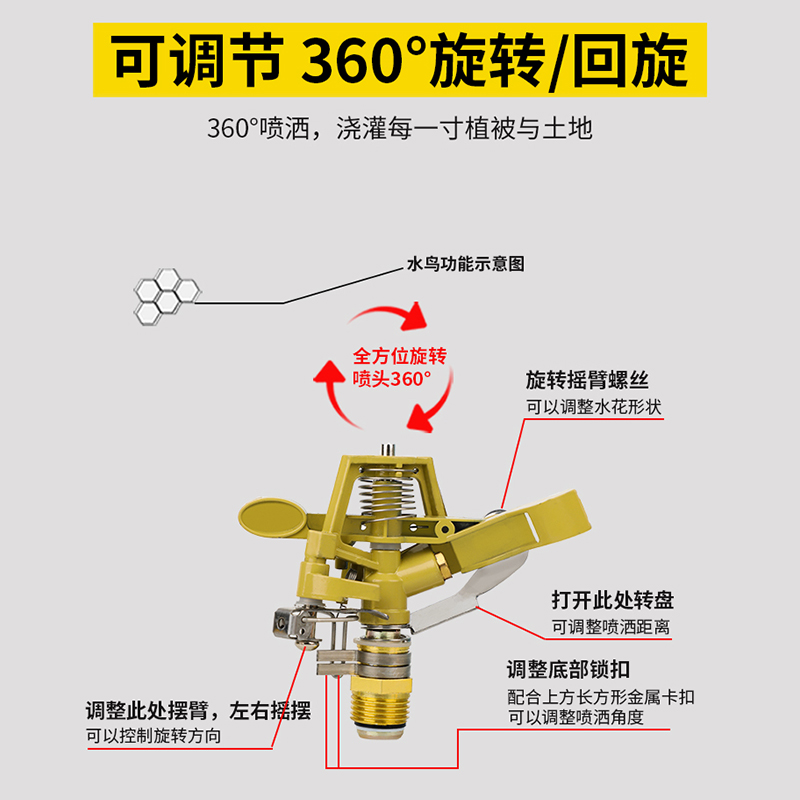 Garden sprinkler head, green sprinkler automatic sprinkler, 360 degree rotating lawn sprinkler, watering device