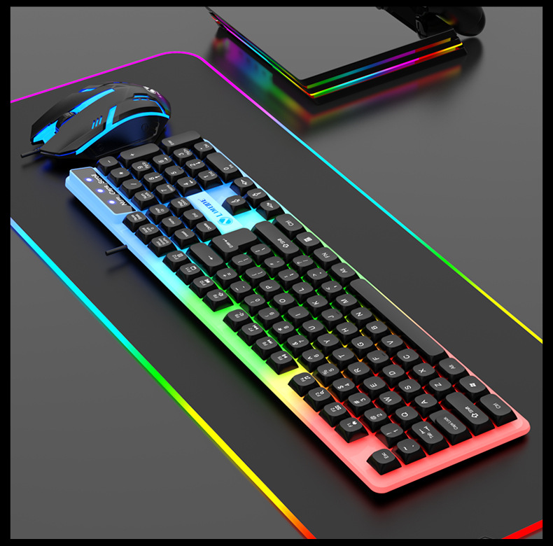 Gtx350 wired illuminated keyboard and mouse set Russian Arabic illuminated mechanical touch gaming computer