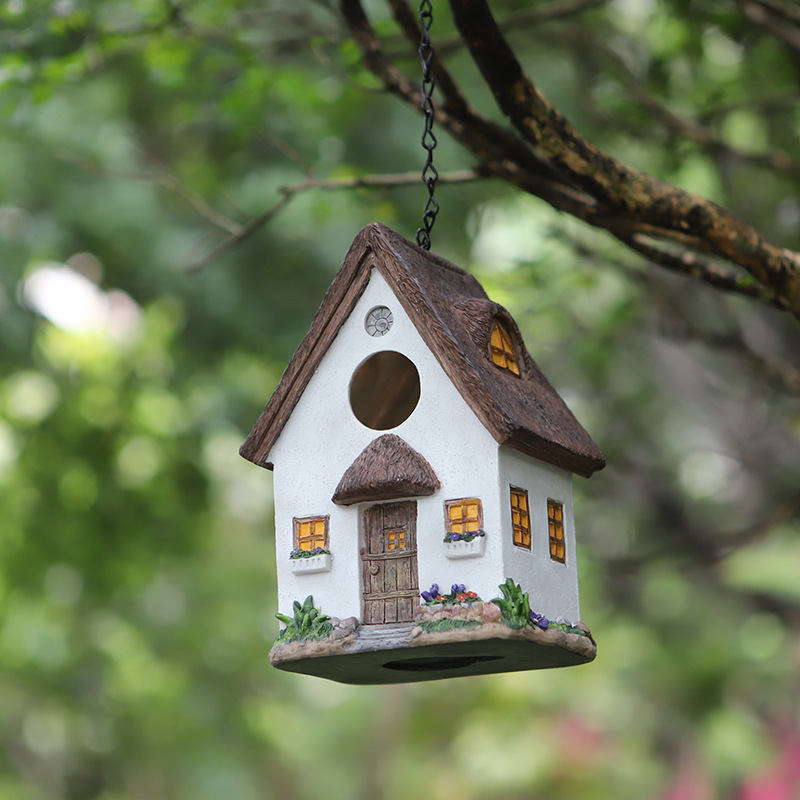 Resin bird nest, bird house, bird house, outdoor hanging courtyard garden decoration, bird feeder ornaments, resin handicrafts