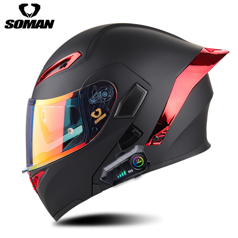 Soman Motorcycle Bluetooth-шлем Мужчины и женщины двойной линзы открылись шлемы высокой четкости Bluetooth Sm955-S Bluetooth-шлем Bluetooth