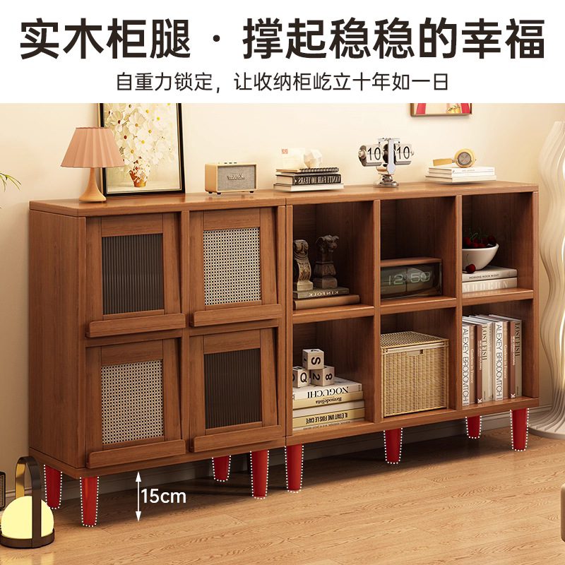矮柜实木置物柜收纳柜沙发书柜餐边柜茶水柜家用储物柜一体格子柜