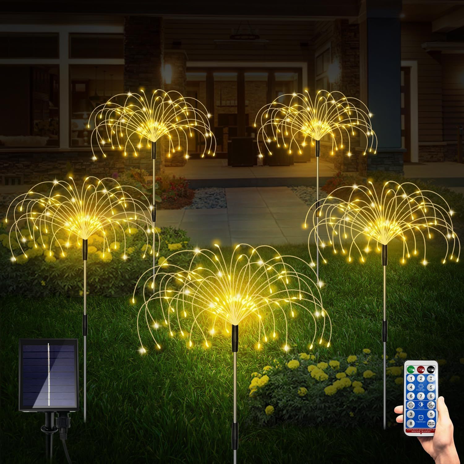 Amazon solar fireworks lights, LED lights, Christmas ground plug, 8 modes, outdoor waterproof garden courtyard decoration