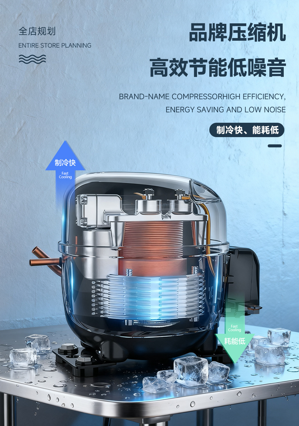 Cross border commercial refrigerated pizza spreading table display cabinet refrigerator air-cooled operation table slotted blue light salad table fruit