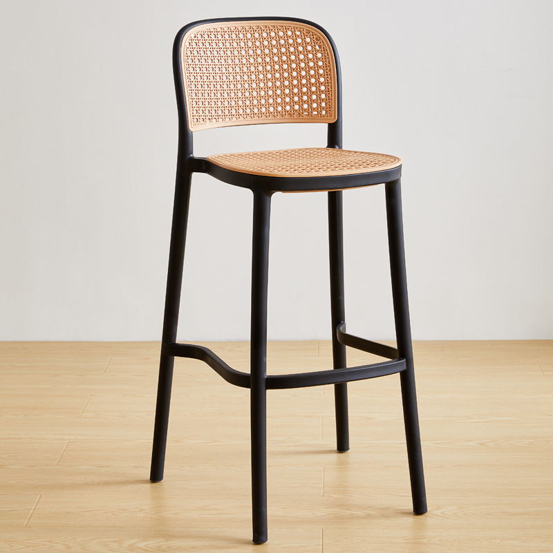 Modern minimalist plastic wicker chair for home dining, stackable backrest chair, Nordic vintage chair, restaurant hollowed out chair