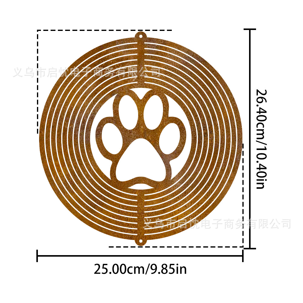Factory direct sales supply Amazon independent station rusty metal wind chimes 3D heart wind chimes garden outdoor decoration