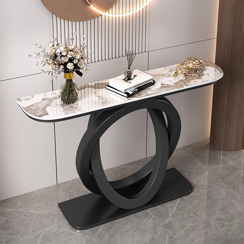 Консольный стол в прихожую Light Luxury с каменной столешницей