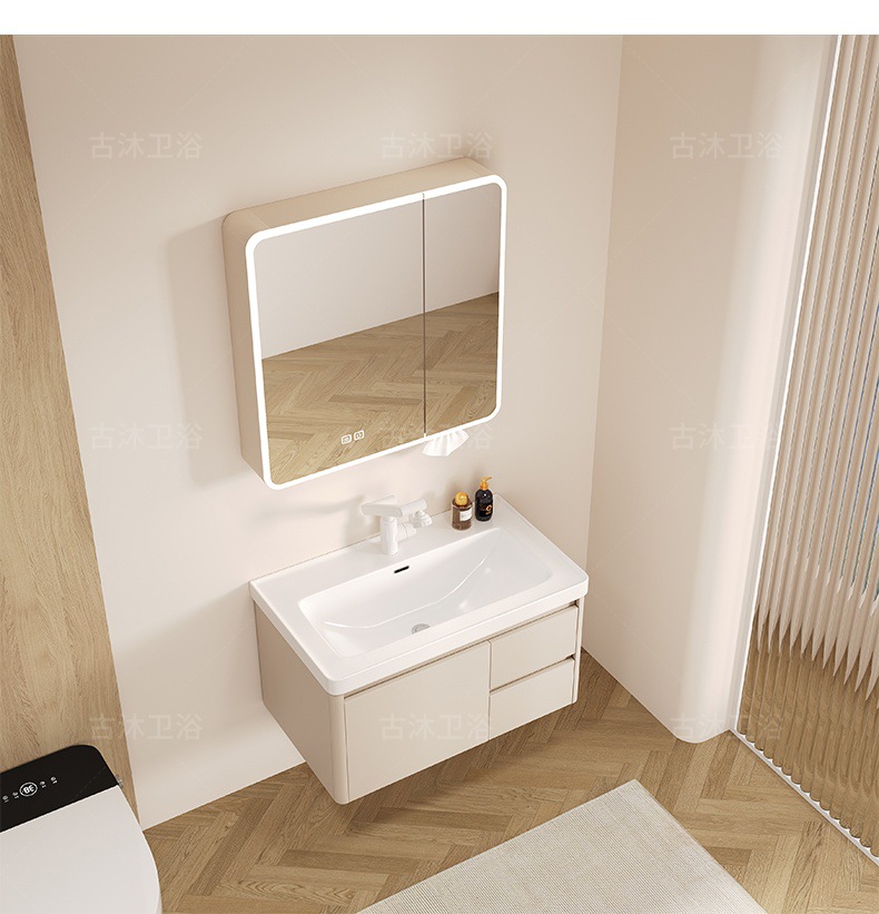 Honeycomb aluminum bathroom cabinet deepened 18cm ceramic integrated basin bathroom waterproof washing and hand washing integrated basin combination