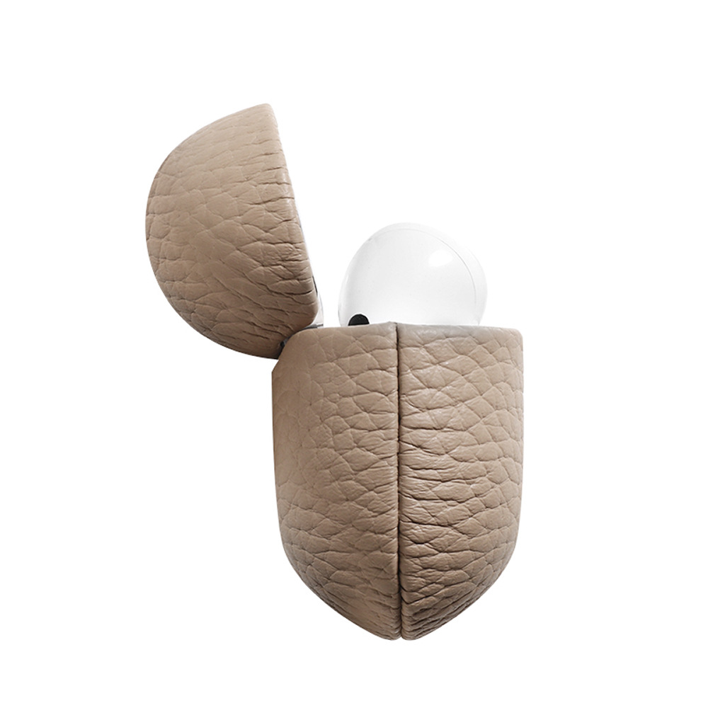 Spot Airpodspro3 protective case suitable for Apple earphones Airpods4 genuine leather lychee pattern earphone case