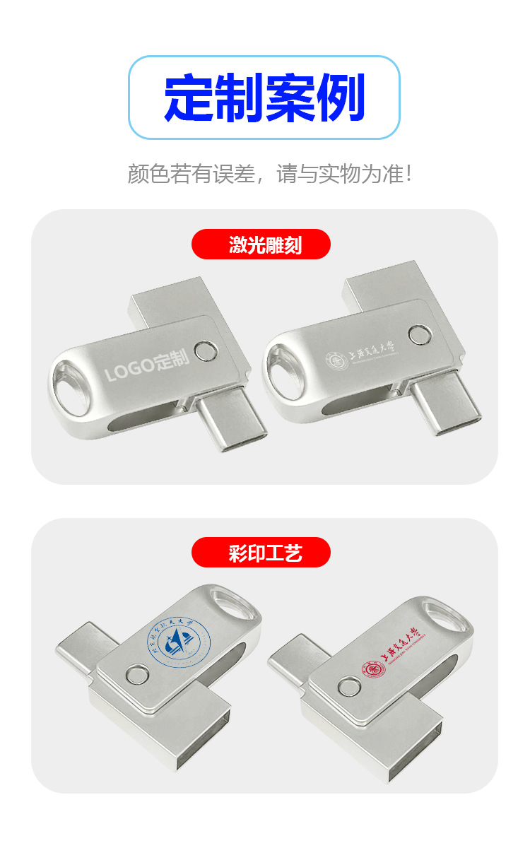 Type-C dual storage drive for mobile phones and computers USB 2.0 rotating large capacity USB flash drive 64GB