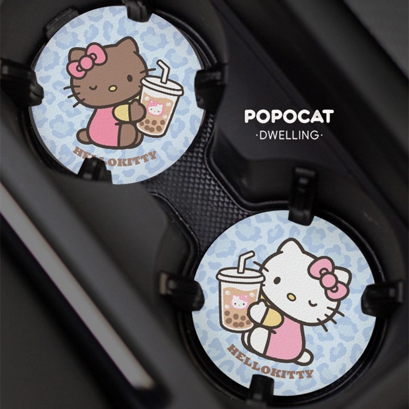 Подставка для автомобиля Leopard Kitty Cat, красивая изоляционная прокладка, кофейный коврик, милые автомобильные вкусности, кожаная подставка для воды