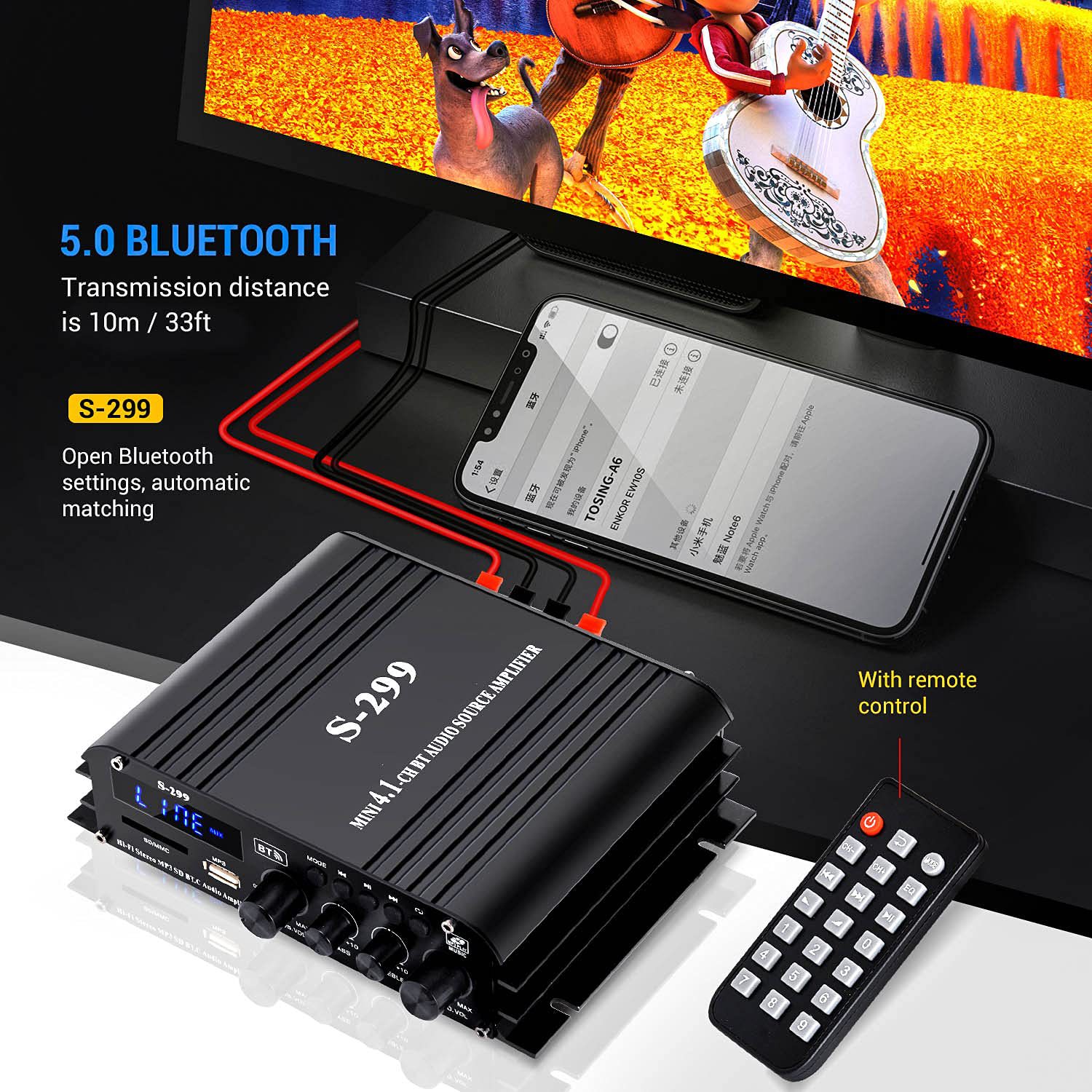 Усилитель аудио S-299 4.1 канал Bluetooth