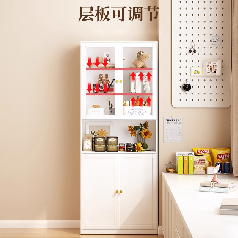Steel wrought iron bookshelf, dustproof glass door storage cabinet, iron sheet office file cabinet, data display and storage cabinet