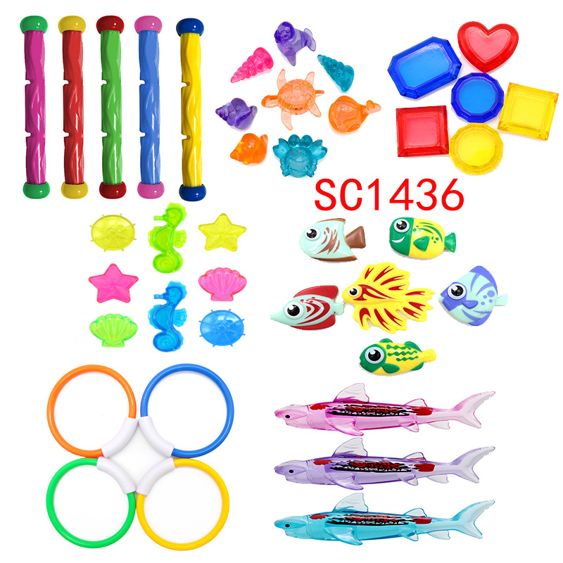 Cross border Amazon diving toys children's swimming pool treasure hunt diving torpedo water ring diamond water play set toys