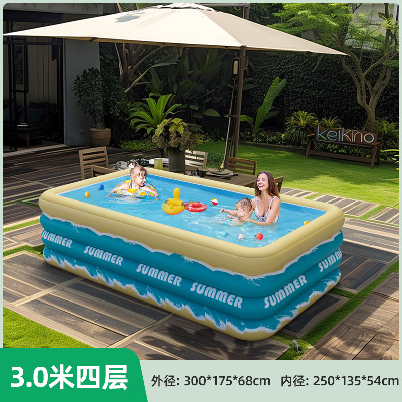 Overseas inflatable swimming pool for home, outdoor, baby, children, family, adult, thick square play pool