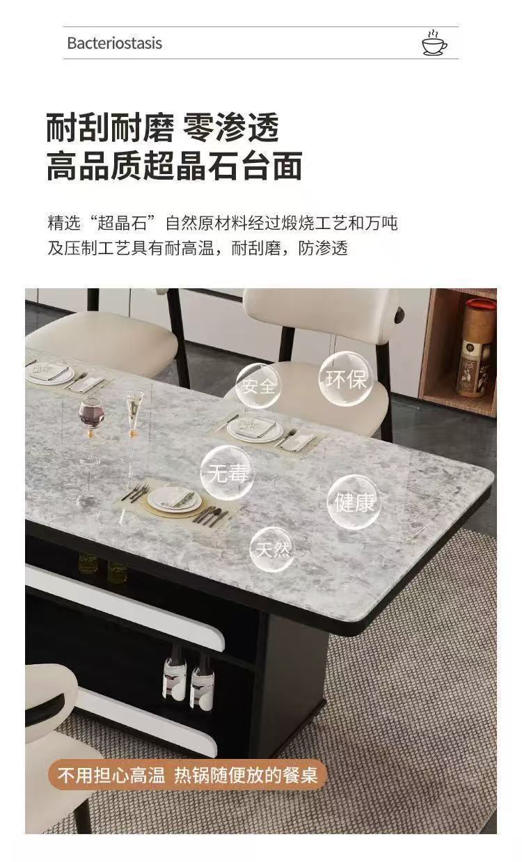 Light luxury ultra crystal island dining table with integrated retractable multifunctional household small unit modern kitchen bar table dining table