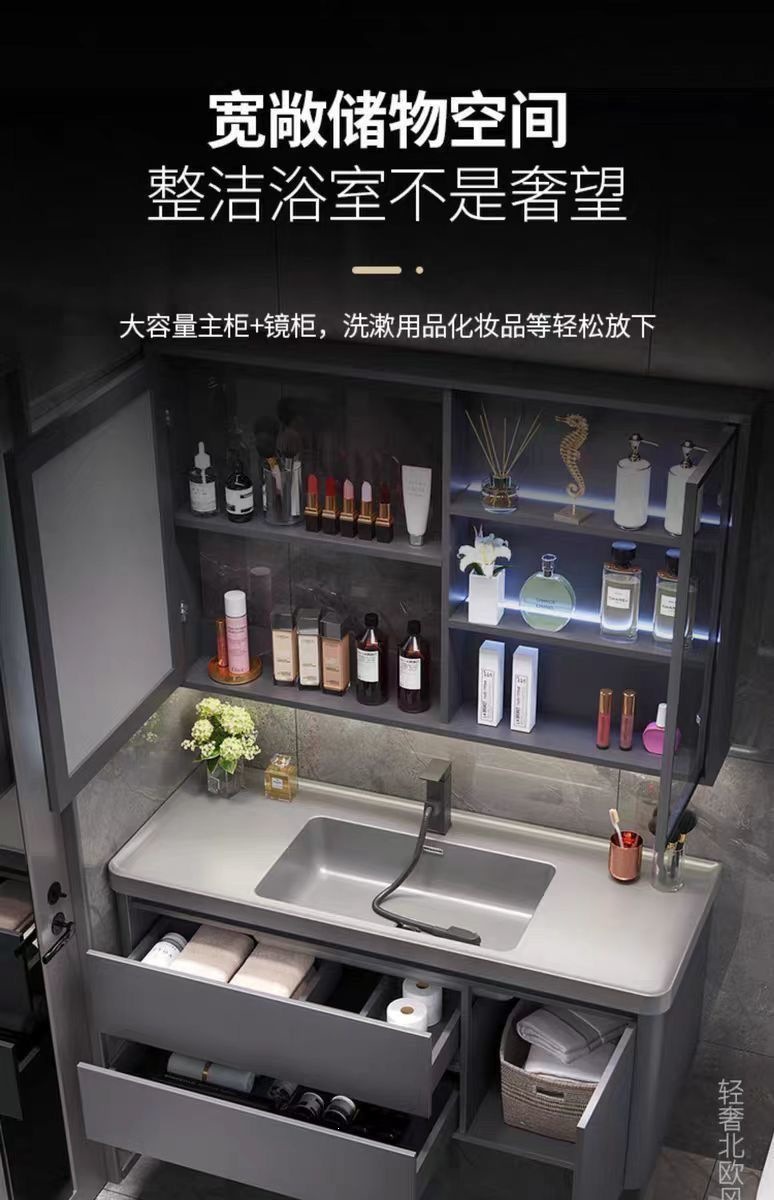 Light luxury washbasin, rock integrated basin, bathroom cabinet, ceramic integrated basin, minimalist washbasin cabinet, combination bathroom cabinet