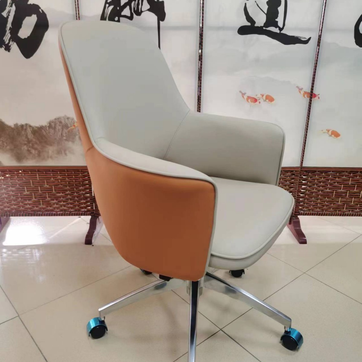 Modern minimalist office chair, ergonomic computer chair, Vienna hotel apartment, desk and chair, writing chair, reception chair