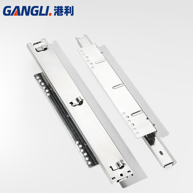 Kitchen three section basket guide rail adjustable side mounted slide rail cabinet silent track accessories bowl cabinet drawer slide rail