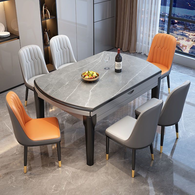 Dining table, home use, high-end rock board dining table, round table, solid wood dining table, chair, circular dining table, extendable folding dining table chair