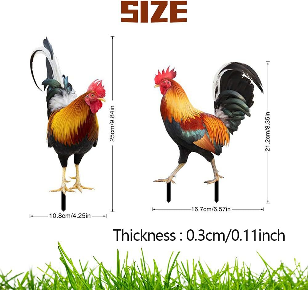3D Courtyard Rooster Acrylic Mirror Yardart Garden Outdoor Decoration Ornaments Creative Courtyard Ornaments